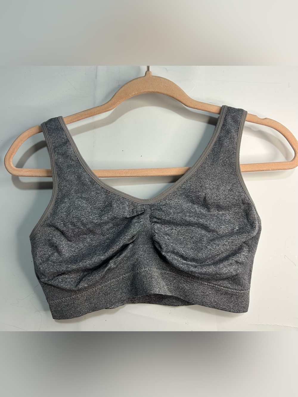 1X Grey Heather Wireless Padless Sports Bra